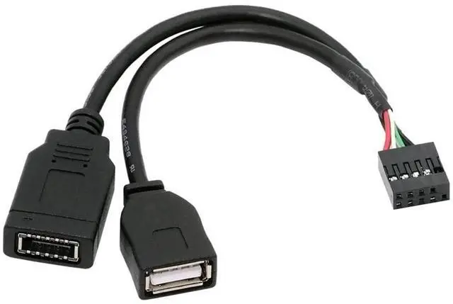 Main image of Vszerda Dual Port Type-A & USB 3.1 Front Panel Socket Key-A Type-E to USB 2.0 9Pin 10Pin Male Mainboard Header Extension Cable Mainboard Adapter Cord 15cm