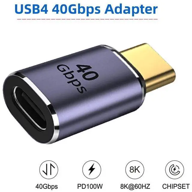 Alt view image 4 of 7 - Vszerda USB4 Type C Male to Female Straight Connector 100W Power Data 8K Video Adapter 40Gbps for Laptop Phone