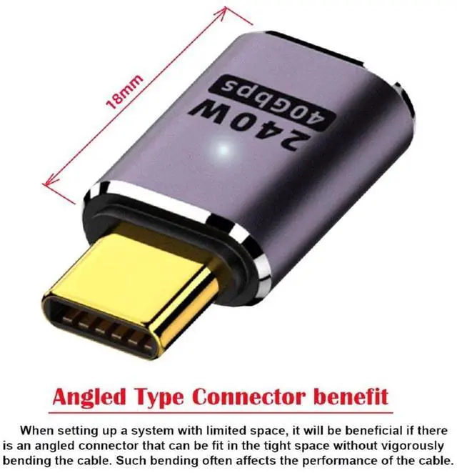 Alt view image 6 of 7 - Vszerda USB4 240W 40Gbps 8K 60Hz Adapter, Type C Male to Female 240W Power 40Gbps Data 8K Video Adapter for NS Phone Laptop (Male to Female)