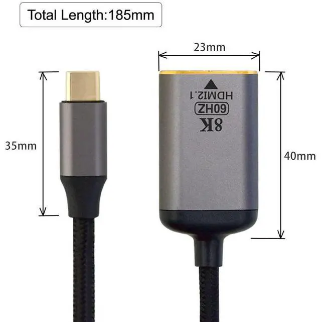 Alt view image 4 of 7 - Vszerda USB4 USB-C Type-C Source to Female HDMI 2.0 Cable Display 8K 60HZ UHD 4K HDMI Male Monitor