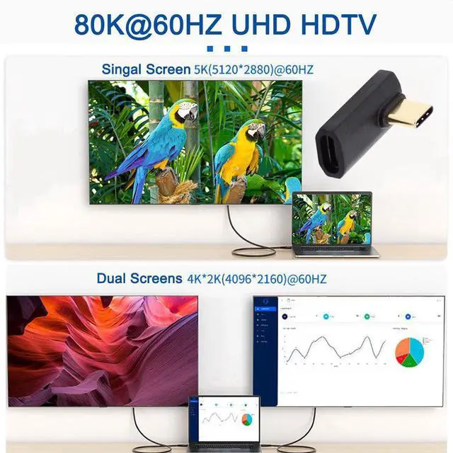 Alt view image 3 of 7 - Vszerda USB4 240W Power Extension 40 Gbps Type C Male to Female 8K Video Adapter Low Profile Angled for NS Phone Laptop