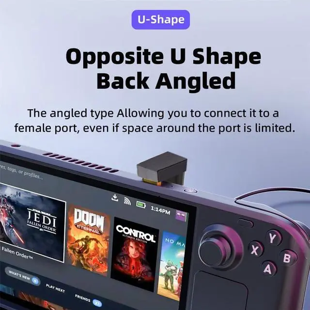 Alt view image 3 of 7 - Vszerda 180 Degree Up & Down Angled Type-C USB-C OTG to USB 3.0 Female Extension Adapter for Cell Phone & Tablet