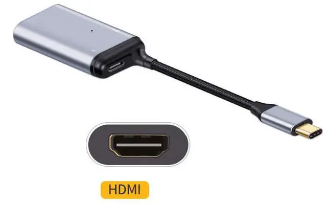 Alt view image 2 of 6 - Vszerda USB-C Type C to HDMI Converter HDTV Adapter 4K 60hz 1080p with Female PD Power Port
