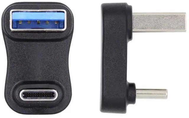 Alt view image 2 of 7 - Vszerda USB3.0 Type A Male to USB 3.1 Type C Male Up Opposite U Shape Back Angled 90 Degree Charge Adapter Data 10Gbps for Laptop Phone