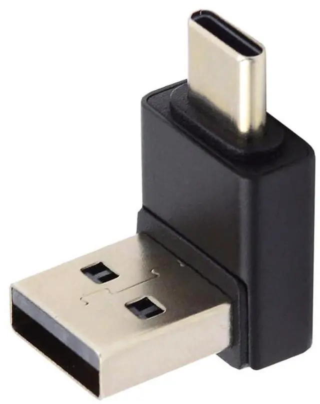 Alt view image 2 of 7 - Vszerda USB3.0 Type A Male to USB 3.1 Type C Male Data 10Gbps Charge Adapter Down Angled 90 Degree for Phone Laptop