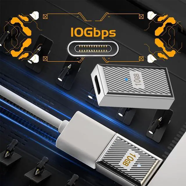 Alt view image 4 of 7 - Vszerda USB 3.1 Type C Female to USB 3.0 A Female Adapter 10Gbps Mecha Cyberpunk Styles USB-C OTG Data Converter Alloy Shell