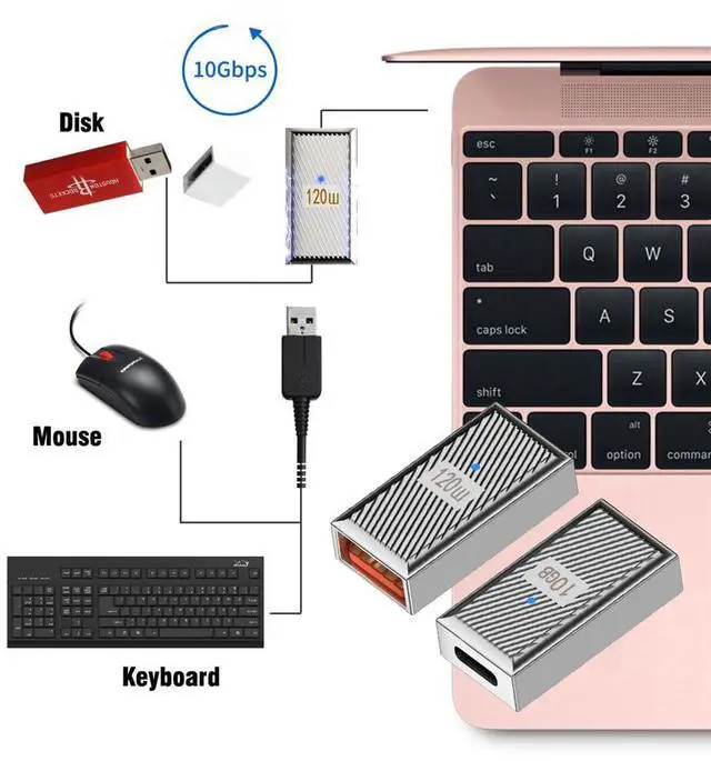 Alt view image 7 of 7 - Vszerda USB 3.1 Type C Female to USB 3.0 A Female Adapter 10Gbps Mecha Cyberpunk Styles USB-C OTG Data Converter Alloy Shell