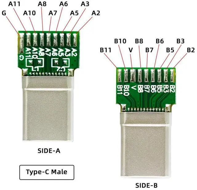 Alt view image 6 of 7 - Vszerda 2pcs/lot USB-C OEM DIY USB 3.1 Type-C Male & Female Plug Socket Solder Type Connector with PCB