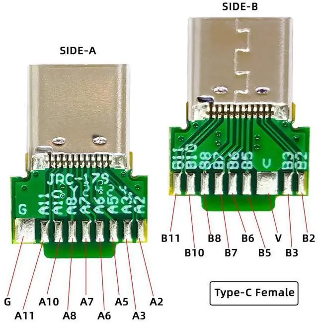 Alt view image 5 of 7 - Vszerda 2pcs/lot USB-C OEM DIY USB 3.1 Type-C Male & Female Plug Socket Solder Type Connector with PCB
