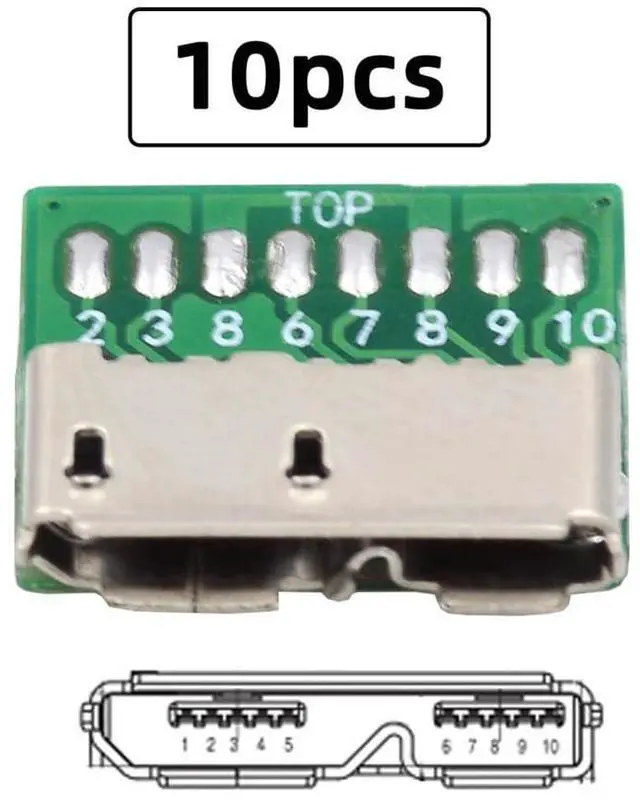 Alt view image 6 of 7 - Vszerda 10pcs/Set DIY OEM Micro USB 3.0 10Pin Female Socket Mount SMT Type Receptacle PCB Board for USB Disk