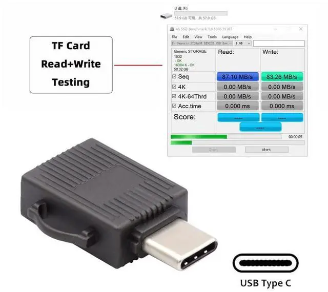 Alt view image 4 of 7 - Vszerda 5Gbps USB 3.0 Type C USB-C to Micro SD SDXC TF Card Reader Adapter for Laptop Tablet Phone