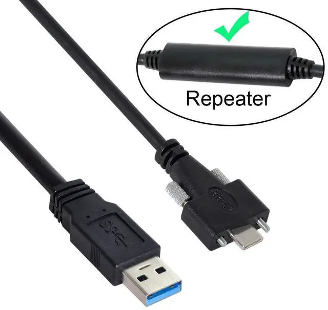 Alt view image 2 of 6 - Vszerda 5 Meters USB 3.1 Type-C Dual Screws Locking to Standard USB3.0 Data Cable Mount Type for Camera Recorder