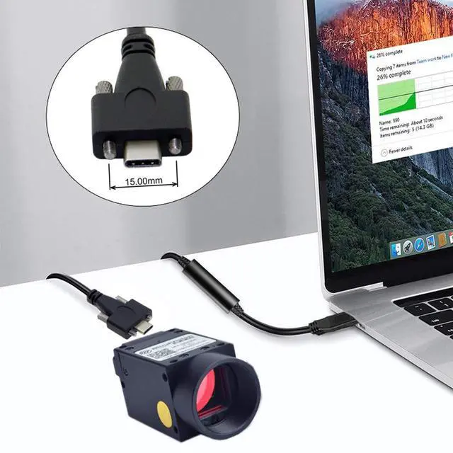 Alt view image 5 of 6 - Vszerda 5 Meters USB 3.1 Type-C Dual Screws Locking to Standard USB3.0 Data Cable Mount Type for Camera Recorder