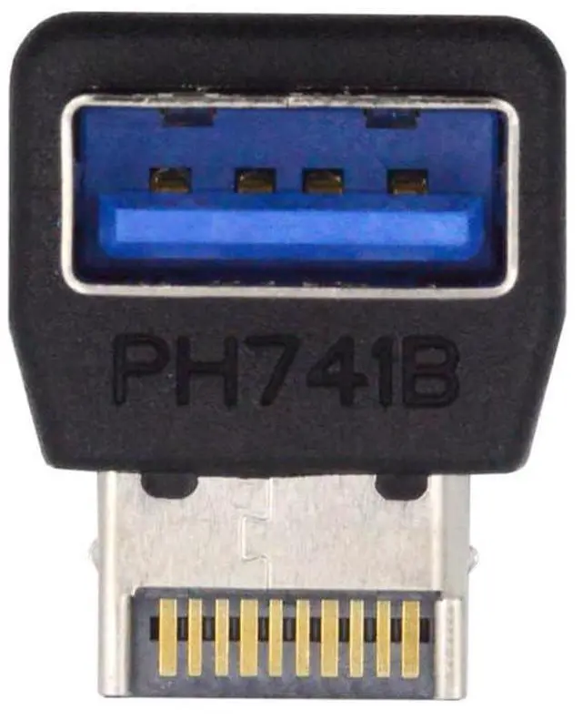 Main image of Vszerda USB 3.1 Front Panel Header Adapter Male Type-E to Type-A USB3.0 Female Data Converter Down Angled 90 Degree for Motherboard