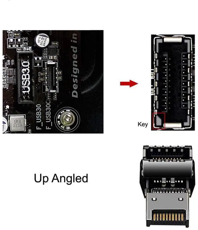 Alt view image 3 of 7 - Vszerda 2pcs USB 3.1 Front Panel Header Male to Female Type-E Motherboard Extension Data Adapter