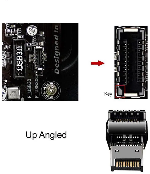 Alt view image 5 of 7 - Vszerda 2pcs USB 3.1 Front Panel Header Male to Female Type-E Motherboard Extension Data Adapter