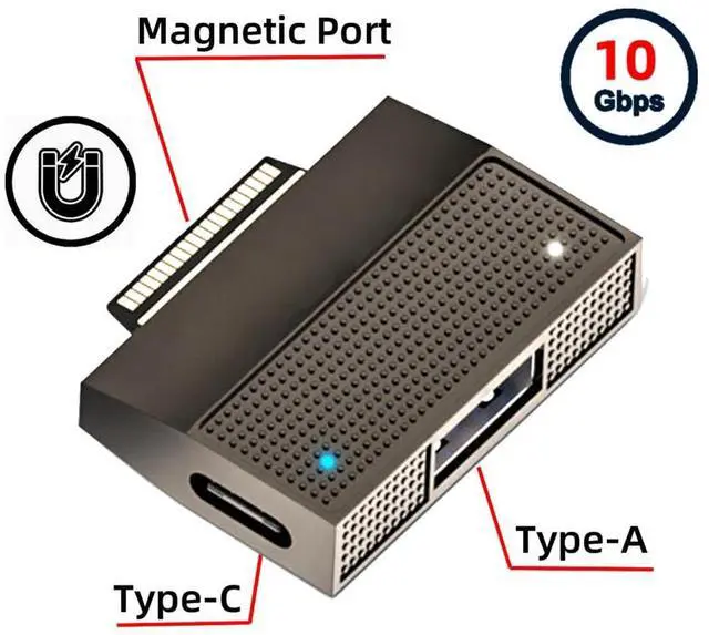 Alt view image 3 of 7 - Vszerda USB3.1 Type-A & Type-C USB-C 15V to SF532 Magnetic Data Charge Adapter for Surface Pro9 Pro8 Pro7 Pro6 Pro X Go Book