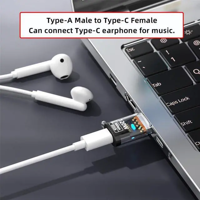 Alt view image 7 of 7 - Vszerda 3pcs/Set USB-C Adapter Type-C Smart LED to USB3.2 Type-A Adapter OTG 10Gbps 40Gbps 120W 240W Data Fast Charging Tester Detector