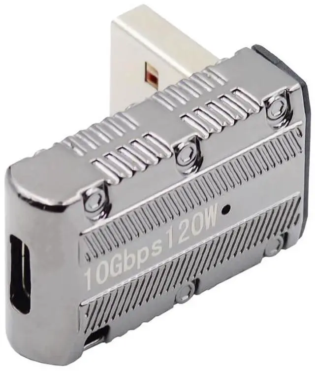 Alt view image 6 of 7 - Vszerda USB 3.1 Type C Female to USB 3.0 A Male Adapter 10Gbps Mecha Cyberpunk Styles USB-C 90 Degree Low Profile Type Down Angled 120W Power Data Converter Alloy Shell for Phone Laptop