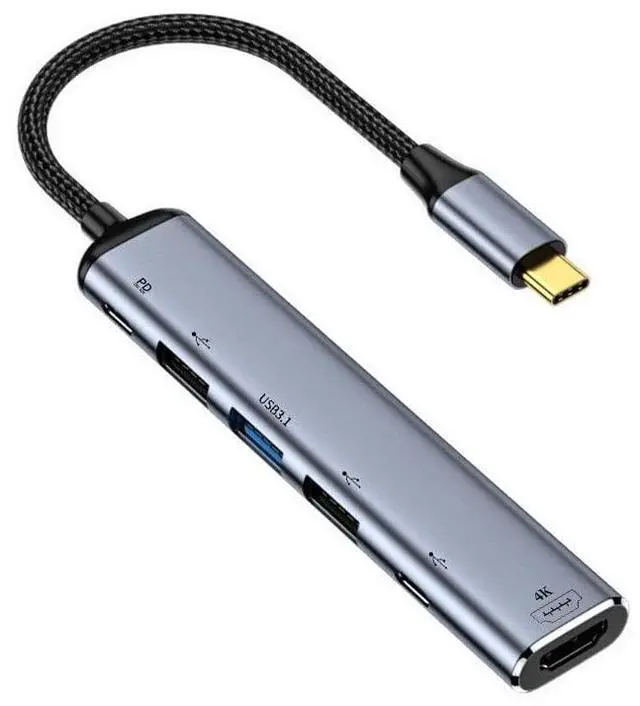 Main image of Vszerda Type C USB3.1 USB-C to HDMI 4K Dual USB 3.0 HUB Converter HDTV Multiport Adapter 60hz with Female 100W PD Power Port