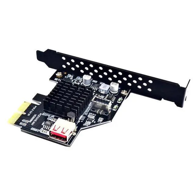 Alt view image 2 of 7 - Vszerda USB 3.1 Front Panel Socket USB 2.0 to PCI-E Express Adapter Card for Motherboard Black