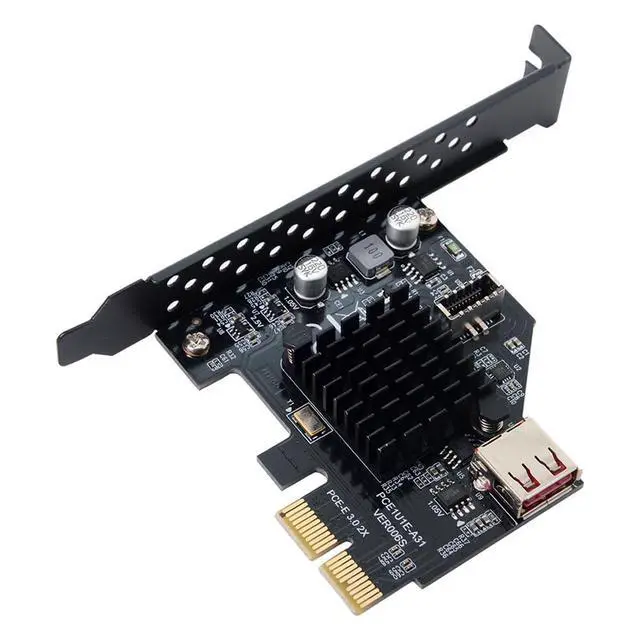 Alt view image 7 of 7 - Vszerda USB 3.1 Front Panel Socket USB 2.0 to PCI-E Express Adapter Card for Motherboard Black
