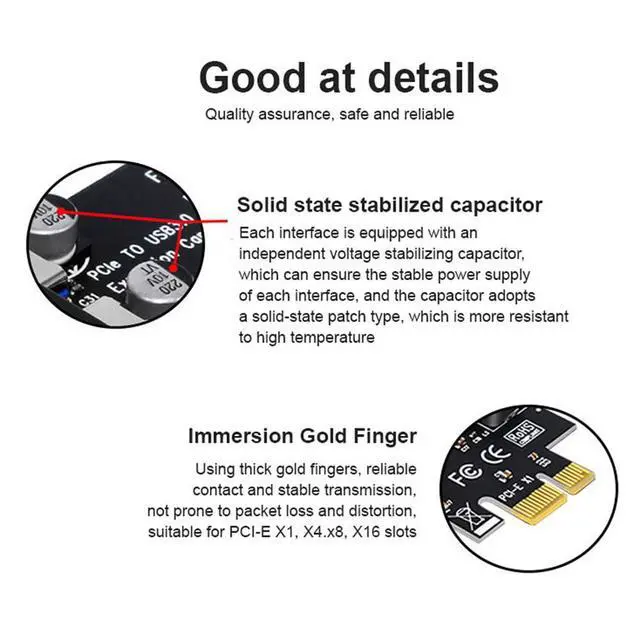 Alt view image 6 of 7 - Vszerda 7 Ports PCI-E to USB 3.0 HUB PCI Express Expansion Card Adapter 5Gbps for Motherboard