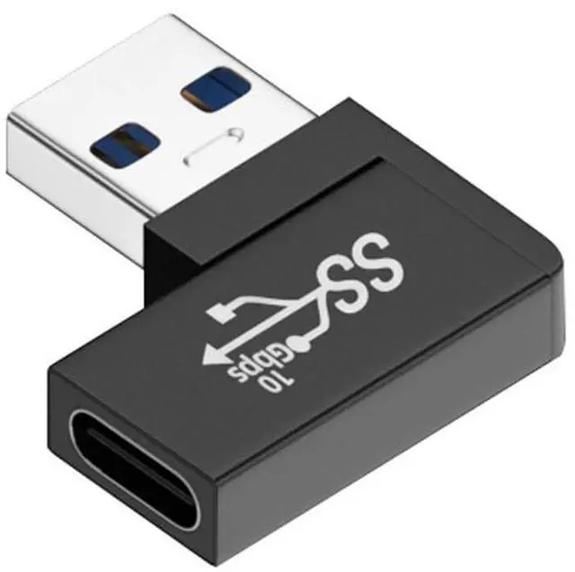 Main image of Vszerda 90 Degree Left Angled USB-C Type C Female to USB 3.0 A Male Data Adapter Flat Horizontal for Laptop Desktop