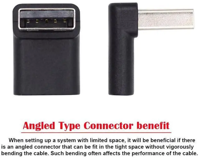 Alt view image 4 of 7 - Vszerda Type C USB-C Female Up Angled 90 Degree to USB 3.0 A Male Data Adapter for Desktop Laptop