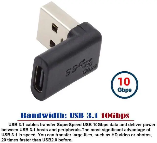 Alt view image 5 of 7 - Vszerda Type C USB-C Female Up Angled 90 Degree to USB 3.0 A Male Data Adapter for Desktop Laptop