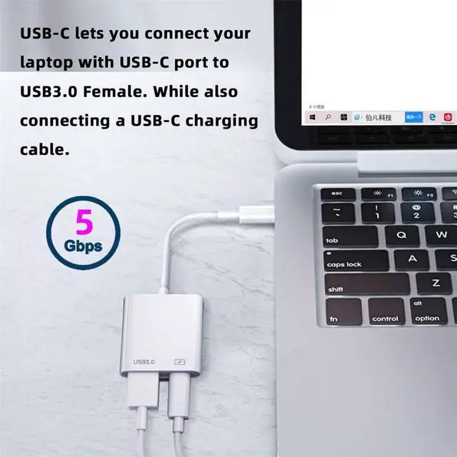 Alt view image 6 of 7 - Vszerda USB C Hub Type C to Standard Type-A USB3.0 Female with PD Power Charge Adapter 2 in 1 USB Extender Compatible with MacBook Laptop Tablet Phone