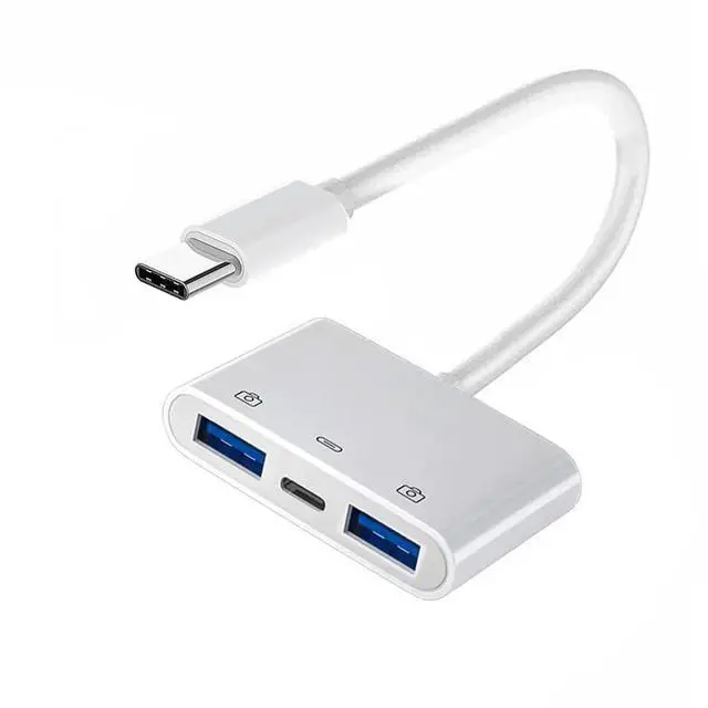 Main image of Vszerda USB C Hub Type C to Dual Type-A USB3.0 Female with PD Power Charge Adapter 3 in 1 USB Extender Compatible with Laptop Tablet Phone