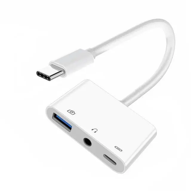 Main image of Vszerda USB C Hub Type C to 3.5mm Audio AUX & Type-A USB2.0 OTG Female with PD Power Charge Adapter 3 in 1 USB Extender Compatible with Laptop Tablet Phone
