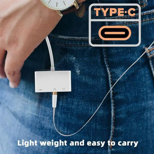 Alt view image 4 of 7 - Vszerda USB C Hub Type C to 3.5mm Audio AUX & Type-A USB2.0 OTG Female with PD Power Charge Adapter 3 in 1 USB Extender Compatible with Laptop Tablet Phone