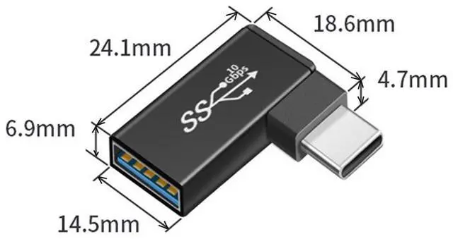 Alt view image 7 of 7 - Vszerda 3pcs/lot Angled 90 Degree USB 3.1 Type C Male Female to USB3.0 Type A Female OTG Data 10Gbps Adapter
