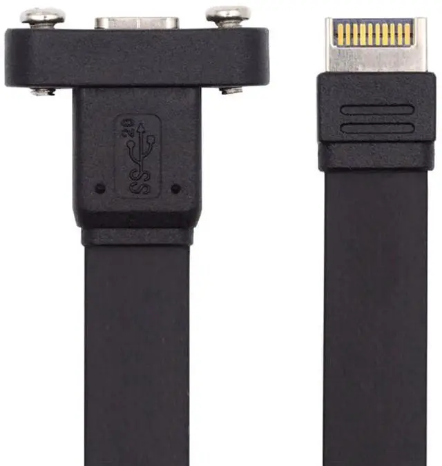 Main image of Vszerda USB 3.2 Extension Data Cable 20Gbps, IDC Type-E 20Pin to USB-C Type-C Female Front Panel Header Adapter Cord 1.6FT, Flexible Flat FPC Design, Support SSD HDD, Phone, Tablet