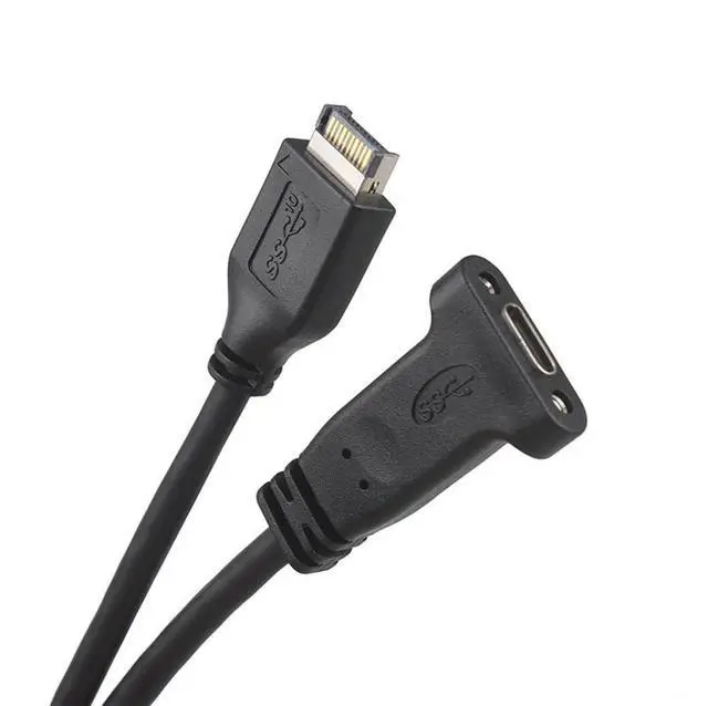 Alt view image 2 of 7 - Vszerda USB-C Cable USB 3.1 Type-E Front Panel Header to USB-C Type-C Female Extension Cable 40cm with Panel Mount Screw