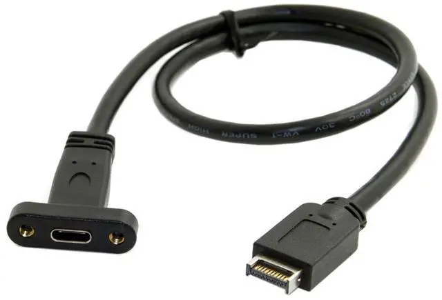 Alt view image 3 of 7 - Vszerda USB-C Cable USB 3.1 Type-E Front Panel Header to USB-C Type-C Female Extension Cable 40cm with Panel Mount Screw