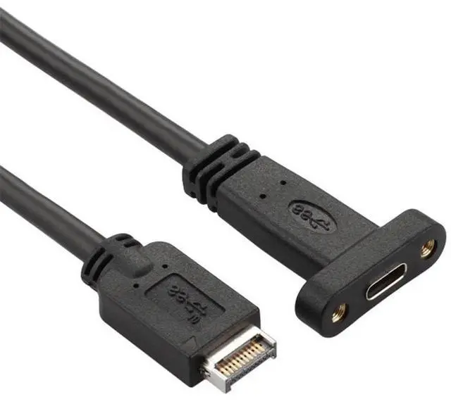 Alt view image 6 of 7 - Vszerda USB-C Cable USB 3.1 Type-E Front Panel Header to USB-C Type-C Female Extension Cable 40cm with Panel Mount Screw