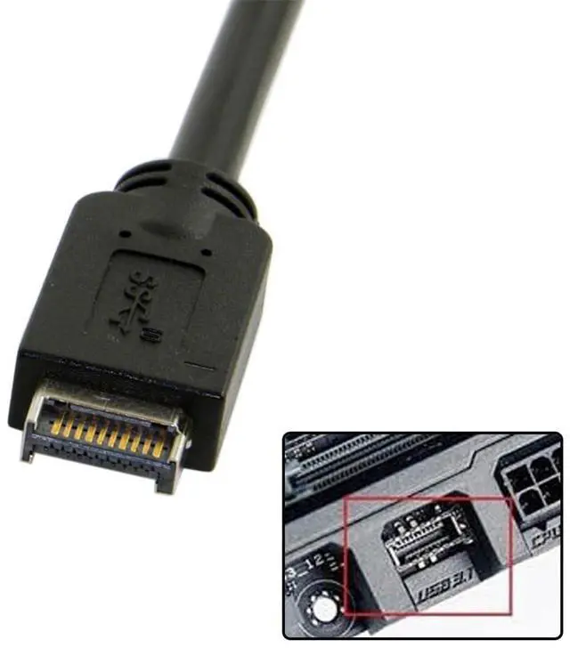 Alt view image 4 of 7 - Vszerda USB-C Cable USB 3.1 Type-E Front Panel Header to USB-C Type-C Female Extension Cable 40cm with Panel Mount Screw