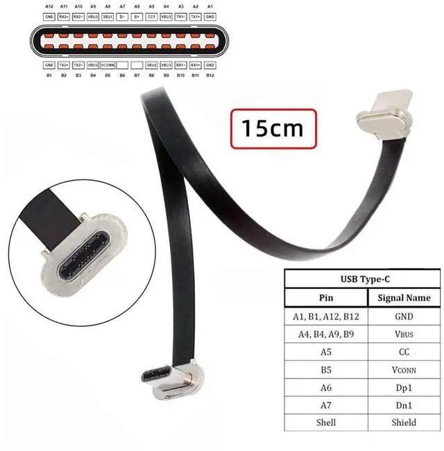 Alt view image 6 of 7 - Vszerda Angled Short USB-C Male to Male Fast Charging Cord Ultra Slim Flat USB2.0 Data Cable 65W Power for Laptop Tablet 5.9 inch/15cm Black