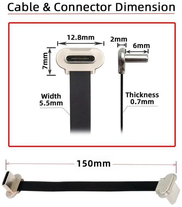 Alt view image 4 of 7 - Vszerda Angled Short USB-C Male to Male Fast Charging Cord Ultra Slim Flat USB2.0 Data Cable 65W Power for Laptop Tablet 5.9 inch/15cm Black