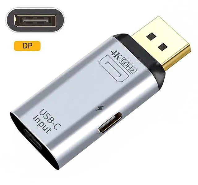 Alt view image 3 of 7 - Vszerda USB-C Type C Female Source to Displayport DP Sink HDTV & PD Power Adapter 4K 60hz 1080p for Phone & Laptop