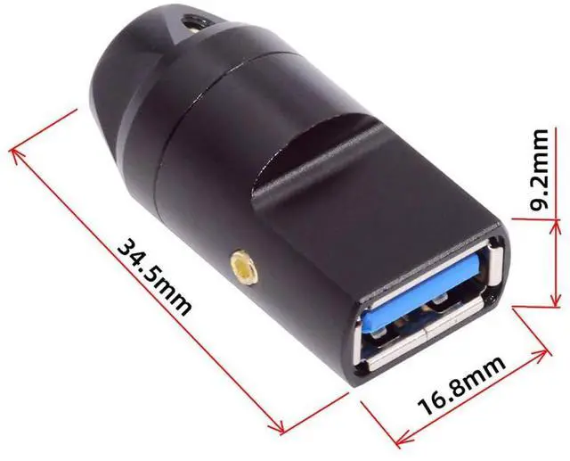 Alt view image 4 of 7 - Vszerda USB DIY Kit USB 3.0 Type-A Female Socket Receptacle Connector Welding Solder Type Aluminum Alloy Shell Black Customization Replacement Repair for 6.0mm Cable