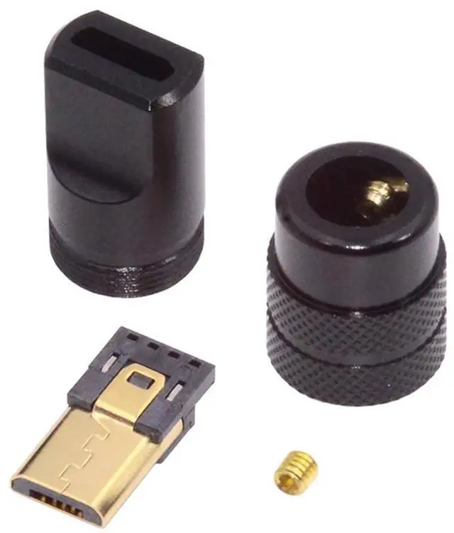 Main image of Vszerda USB2.0 Plug Solder Connector Micro USB 5Pin Male Replacement Adapter with Aluminum Alloy Shell Black Customization for 4.0mm~6.0mm Cable