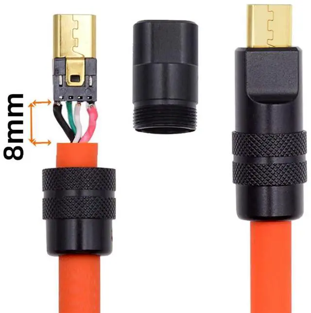 Alt view image 7 of 7 - Vszerda USB2.0 Plug Solder Connector Micro USB 5Pin Male Replacement Adapter with Aluminum Alloy Shell Black Customization for 4.0mm~6.0mm Cable