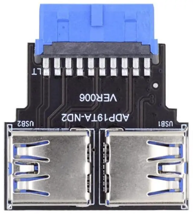 Main image of Vszerda Right Angled USB 3.0 20/19 Pin Female to Motherboard Box Header Slot Adapter 5Gbps PCBA Horizontal Type