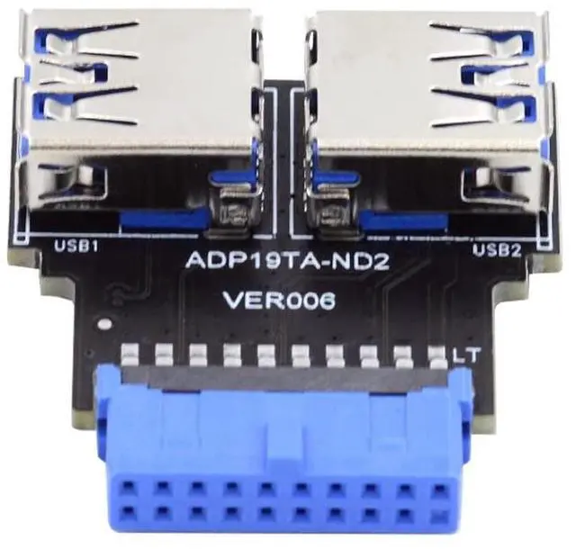 Alt view image 3 of 7 - Vszerda Right Angled USB 3.0 20/19 Pin Female to Motherboard Box Header Slot Adapter 5Gbps PCBA Horizontal Type