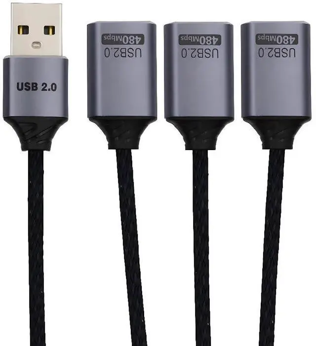 Main image of Vszerda USB 2.0 Splitter Y Cable USB Type-A 1 to 3 Ports Hub Extension Cord Bus Power Split Adapter for Mouse Keyboard Printer Disk 27cm
