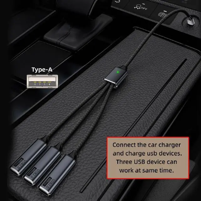 Alt view image 7 of 7 - Vszerda USB 2.0 Splitter Y Cable USB Type-A 1 to 3 Ports Hub Extension Cord Bus Power Split Adapter for Mouse Keyboard Printer Disk 27cm